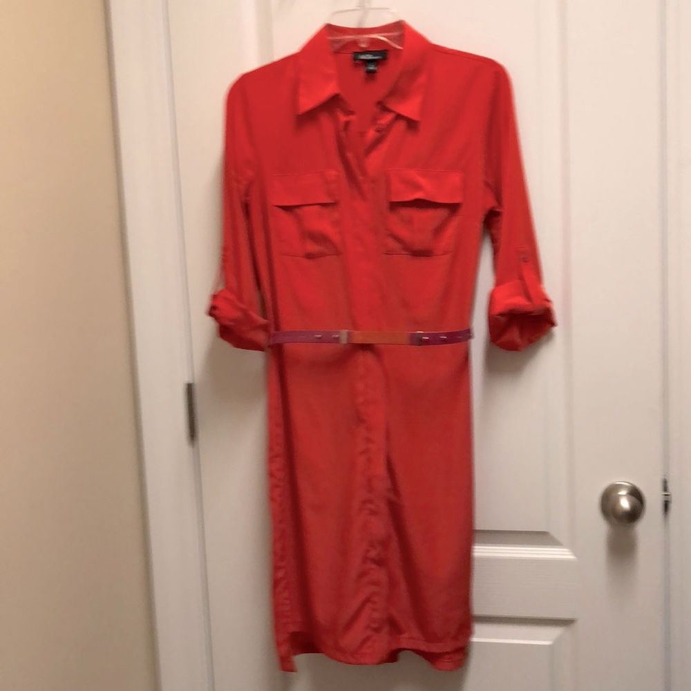 Persimmon Orange Belted Shirt Dress